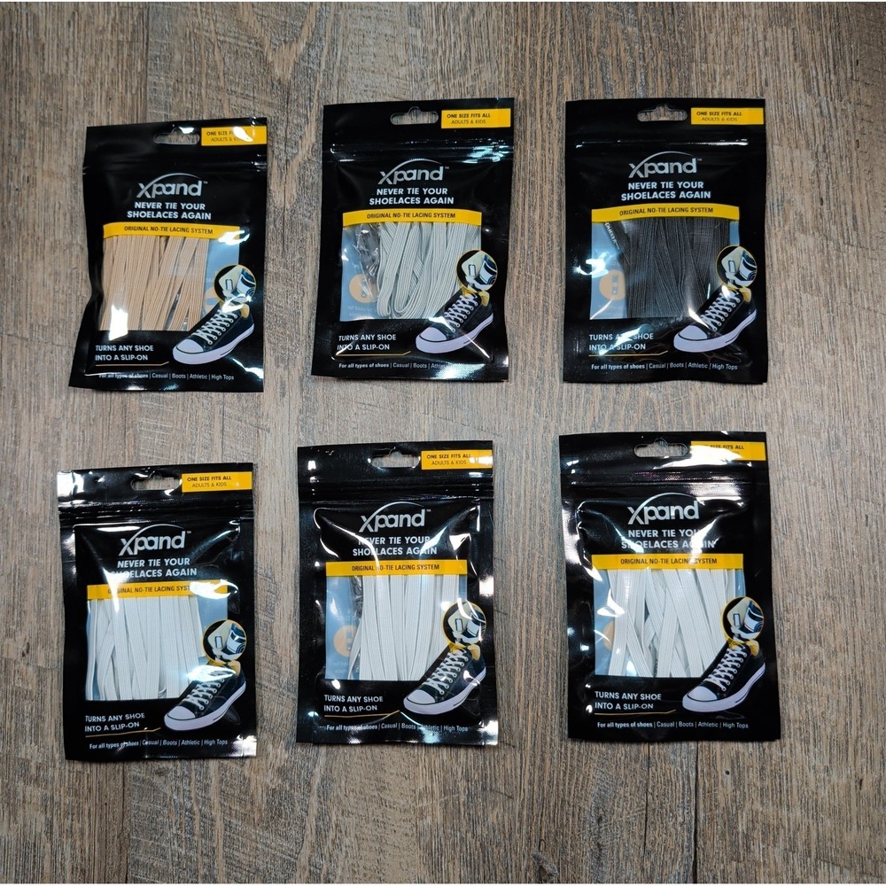 Xpand Laces Customizable No-Tie One Size Shoelaces - Lot Of 6 - Brand New